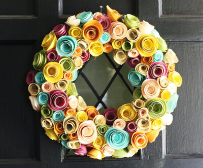 Paper Flower Wreath MultiColor by Skarigan on Etsy Paper Flower Wreath