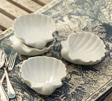 简单的奢华 清爽夏日海洋系列纯白扇贝造型沙拉碗