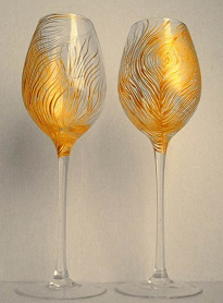 简单的奢华 金色华丽孔雀羽毛Sauvignon Blanc专用白酒杯