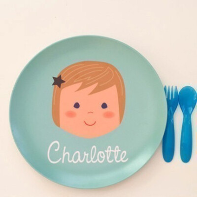 Olliegraphic Personalized Melamine Plate Boy or Girl by saratams Olliegraphic Personalized Melamine Plate - Boy or Girl