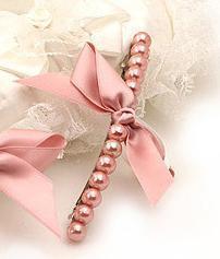 00053 粉嫩珍珠蝴蝶结发夹