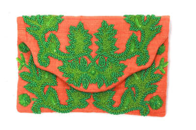 手包 手包 NWT MOYNA Orange Green Floral Ethnic Fold Over Clutch | eBay Product