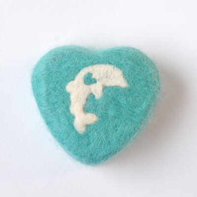 Aqua Heart with a Dolphin Felted Cranberry Fig Soap