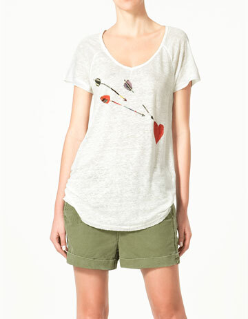 T-SHIRT WITH ARROWS -爱心tee，非常简约的感觉 - ZARA United States