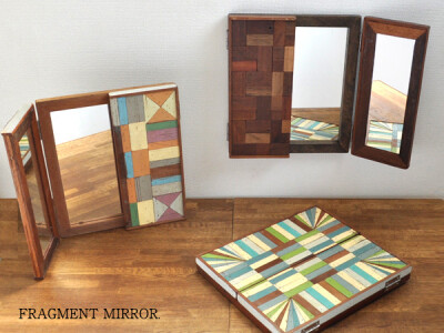 Recycled wood Mirror 再生木镜子