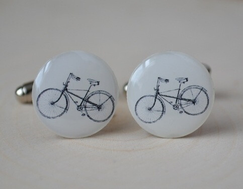Vintage White Bike Cufflinks