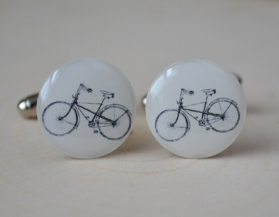 Vintage White Bike Cufflinks