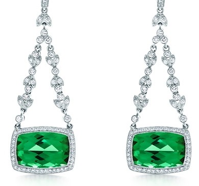 Tiffany Green tourmaline drop耳环