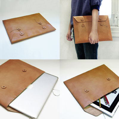 Leather Laptop Envelope — 牛皮信封包，笔记本包