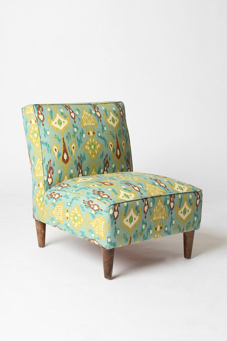 可爱的沙发~ Slipper Chair - Peacock Ikat