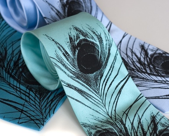 花花的孔雀领带~ Peacock feather necktie