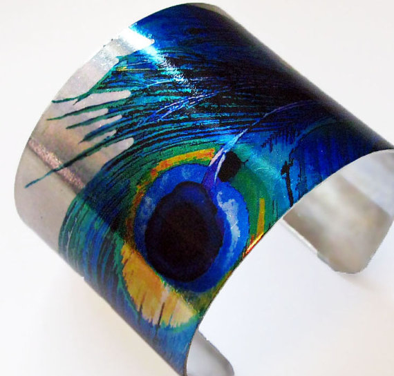 美手镯 ！ Bright BlueGreen Peacock Cuff Bracelet ($20-50)