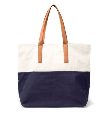 TWO-TONE CANVAS SHOPPER -蓝白两色单肩背包 - ZARA United States