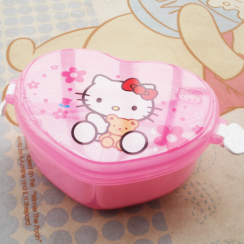 Hello Kitty爱心形双格饭盒