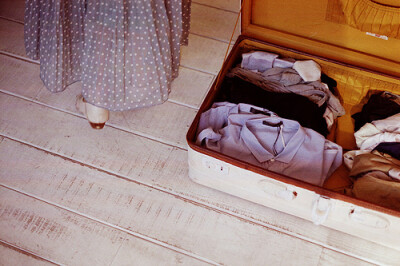 行李箱。花裙子。