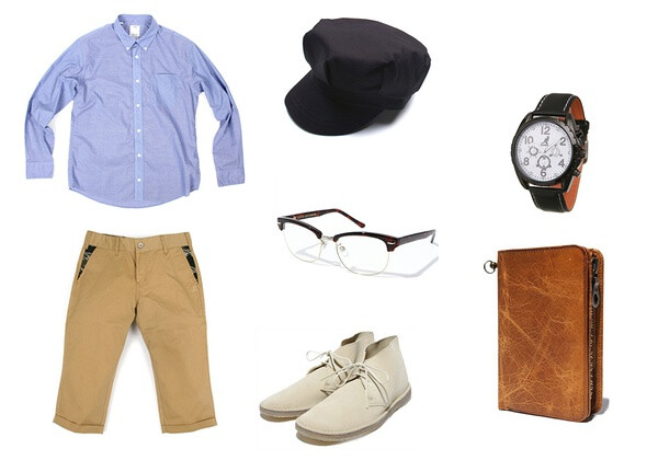 七分裤Almighty，衬衫Visvim，帽子albino，眼镜、鞋、包nano universe