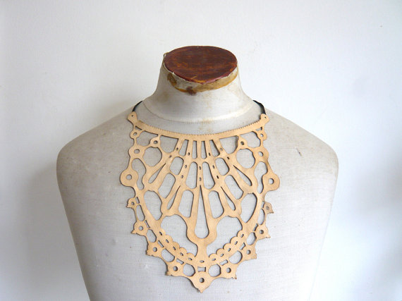 Leather lace necklace cream by afterWARD on Etsy Leather lace necklace - cream