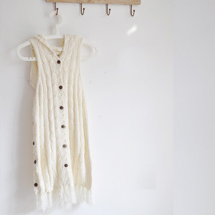 only原单流苏长款毛线背心2way围巾