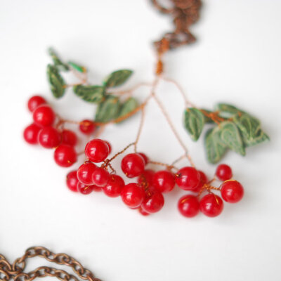 Pendant with white hazel tree berries FOREST NYMPH by HoneyCase2 Pendant with white hazel tree berries. FOREST NYMPH collection