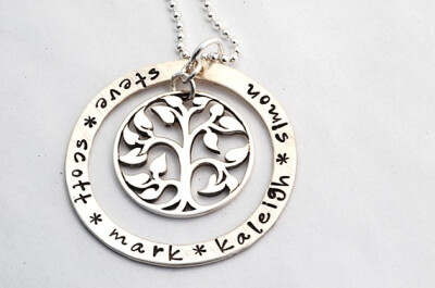 The FAMILY TREE Personalized Pendant by SomethingAboutSilver The FAMILY TREE - Personalized Pendant Charm Necklace in Sterling Silver