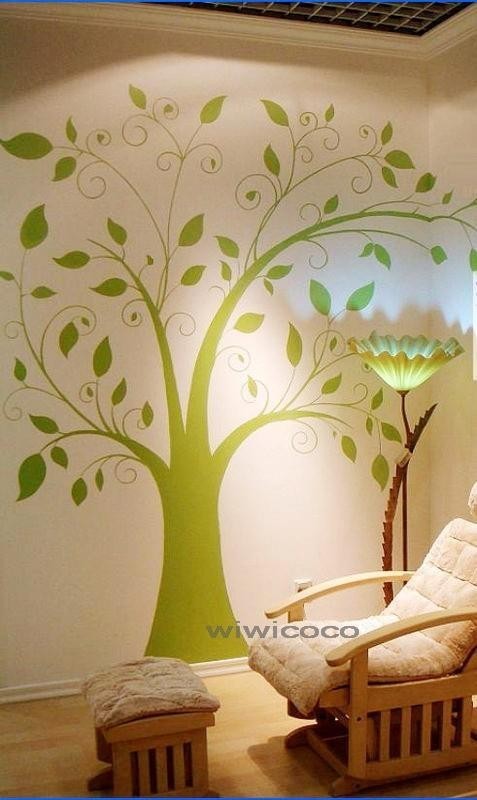 Green Tree with butterlfy74inchesRemovable home Art by wiwicoco Green Tree with butterlfy--74inches--Removable home Art Deco Mural Wall Stic