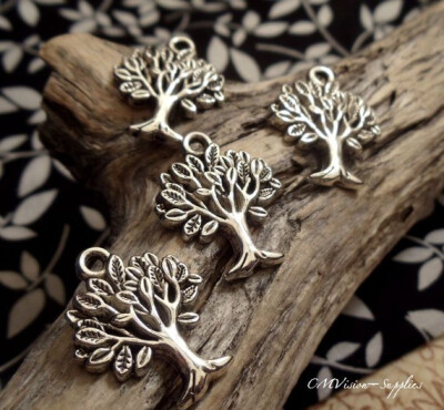 10 pcs of Tibetan silver cute tree charms Rd9 by CMVision on Etsy 10 pcs of Tibetan silver cute tree charms Rd9