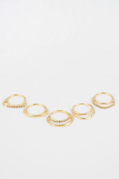 Iosselliani Asymmetric Crystal Gold Stacking Rings in Gold