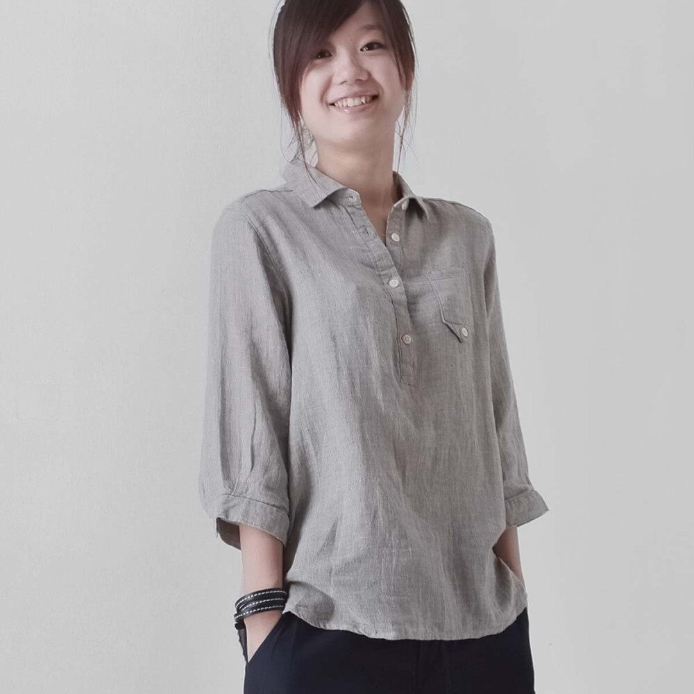 步履不停【棉麻文艺双纱七分袖衬衣】森林系日系MUJI风格