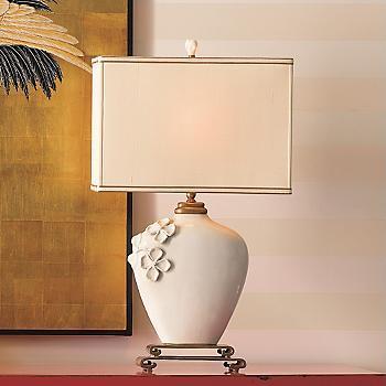 简单的奢华 中国风手工白瓷茱萸花鎏金台灯