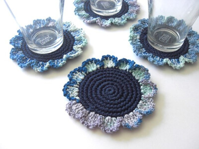 Navy Blue and Colors Mix Flowers Coasters Ocean Sea by MariMartin Navy Blue, and Colors Mix Flowers Coasters . Ocean, Sea, Nautical, Beverag