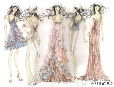 五条手绘婚纱~~好美！！你们喜欢哪条呢？