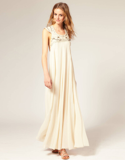 英国代购 ASOS 白色纯洁希腊风小露背长裙衣服漂亮，模特也好漂亮啊