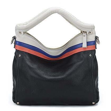 DUDU夏日时尚色彩条纹牛皮手提斜跨两用真皮~~~~~~~~~