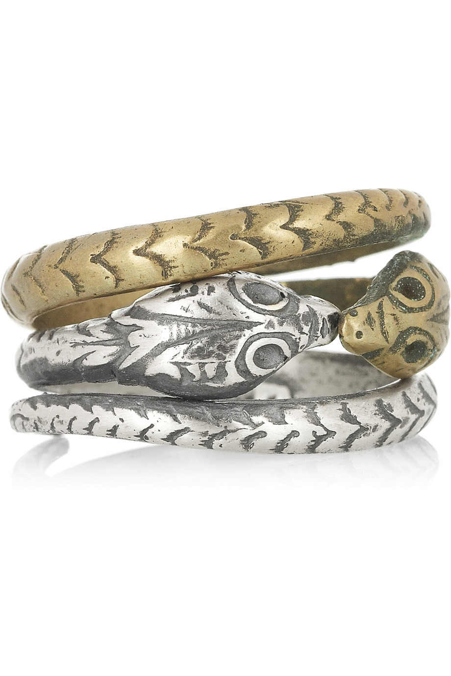 Mathias Chaize | Set of two gold and silver snake rings | NET-A-PORTER.COM