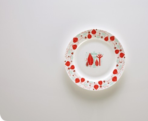 Gretel - Sprig Side Plate in Red Sprig Side Plate in Red