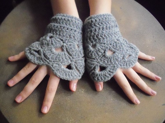 Gray Collection 2012 gloves yasofingerless grey by yasoknitting Gray Collection 2012 gloves yasofingerless grey wool lace