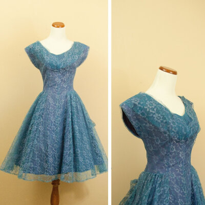 Vintage Dress 50年代 蓝色妖姬 晚装