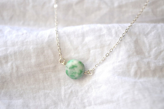 绿色陶瓷项链 Green Speckle Necklace China Jade &amp