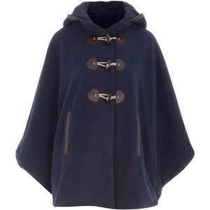 Navy twill toggle cape - Dorothy Perkins - Polyvore