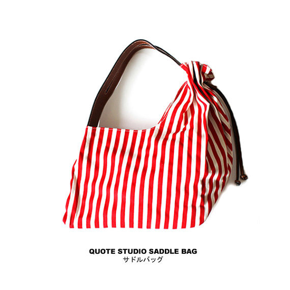 QUOTE Canvas N Leather Saddle Drawstring Bag red/white by HOWEVER QUOTE Canvas N Leather Saddle Drawstring Bag -- red/white