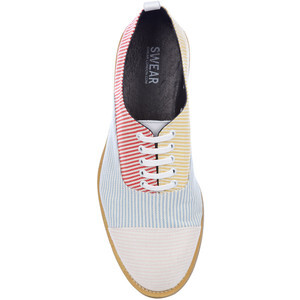 Swear Multi Colour Striped Canvas Chaplin Shoes - Polyvore Swear Multi Colour Striped Canvas Chaplin Shoes