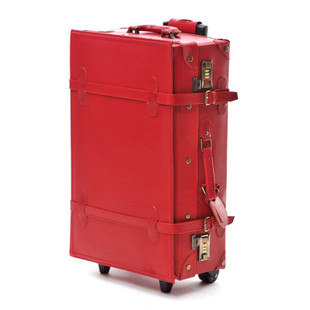 urecity红色猪皮拉杆箱复古旅行箱
