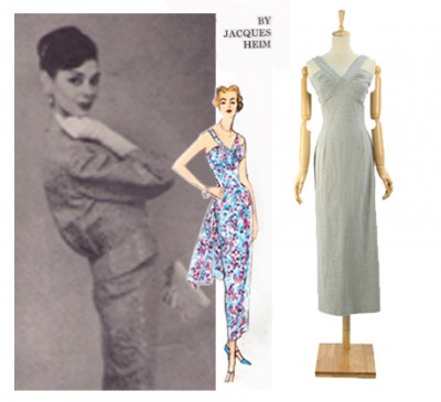 aliceinmod Vintage Jacques Heim 50年代无袖V型肩带修身连衣长裙