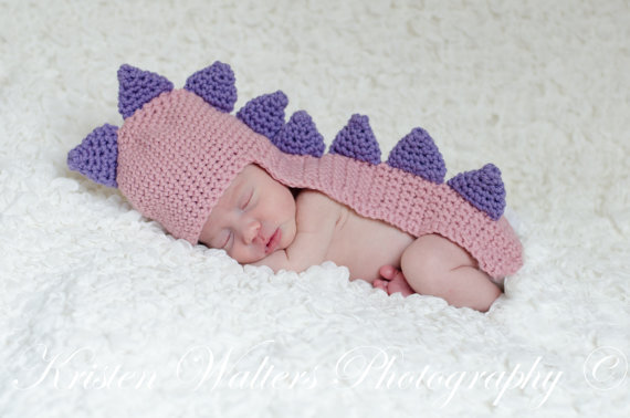 Crocheted Dino Hat With Tail Photo Prop by ThisanThatBoutique Crocheted Dino Hat With Tail Photo Prop