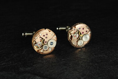 Steampunk Cufflinks // VINTAGE Swiss Ruby by SteampunkVintage Steampunk Cufflinks /