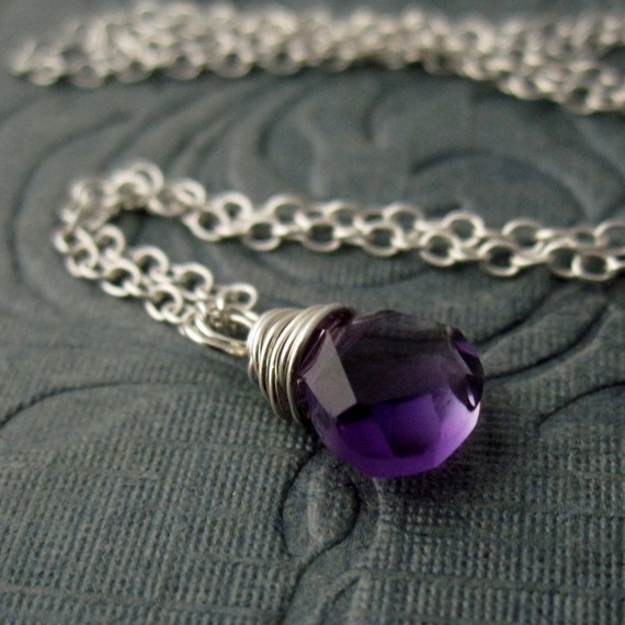 Indigo Necklace amethyst briolette and sterling by lazygiraffe Indigo Necklace - amethyst briolette and sterling silver