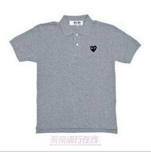 川久保玲CDG play灰色黑心polo衫，女款