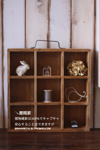 ZAKKA 日本杂货 9格 提手 木质收纳 木盒/拍照道具