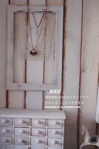 ZAKKA 日本杂货 古董样 旧木 白色木框 大号/拍照道具