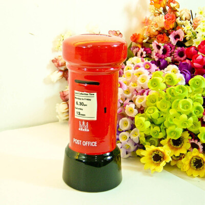 英伦皇家邮筒式陶瓷储蓄罐/红色邮箱复古式存钱罐
